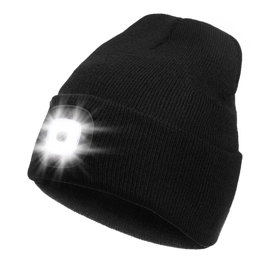 Knit Beanie Hat 4 LED Head Lamp Light Cap Outdoor Hunting Camping Fishing