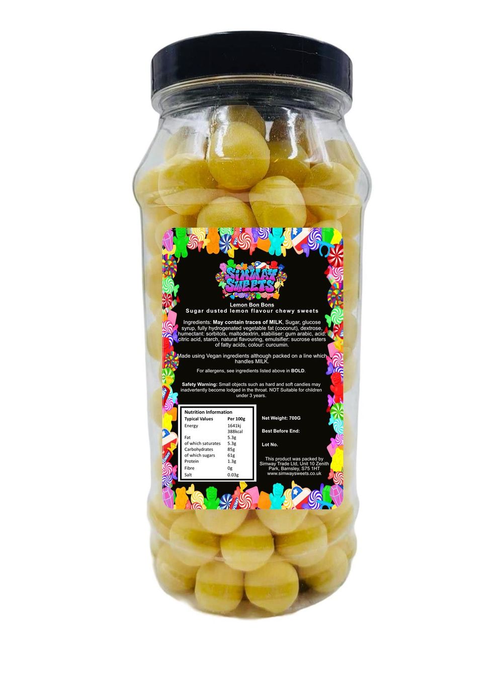 Lemon Flavour BonBons Retro Sweets Bon Bons Gift Jar