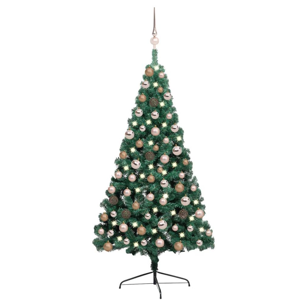 Artificial Half Pre-lit Christmas Tree with Ball Set Green 120 cm