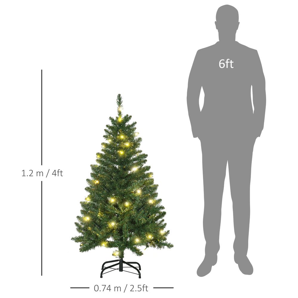 4FT Christmas Tree with Warm White LED Lights - Green