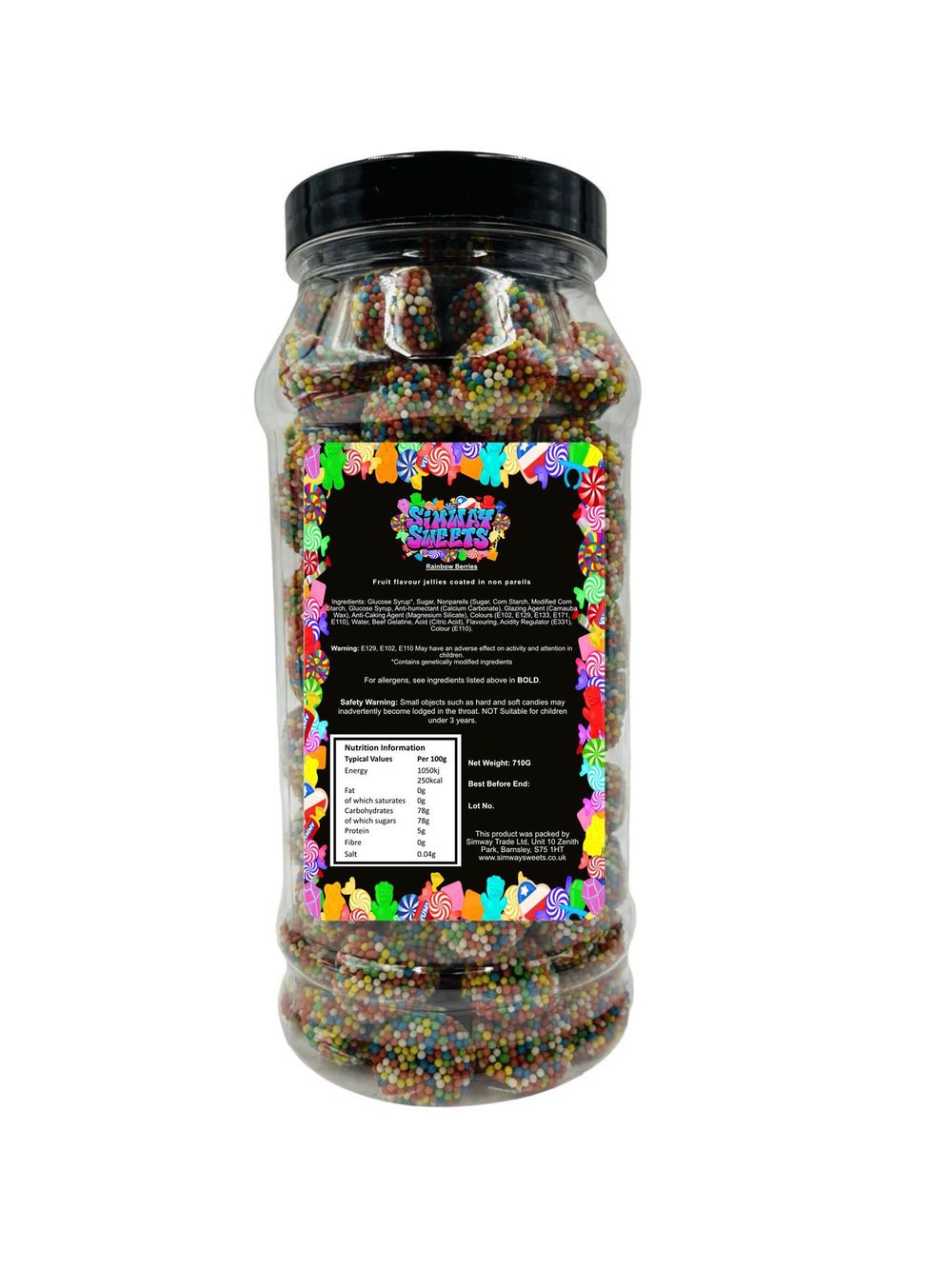 Fruit Flavour Rainbow Berries Gummy Retro Sweets Gift Jar