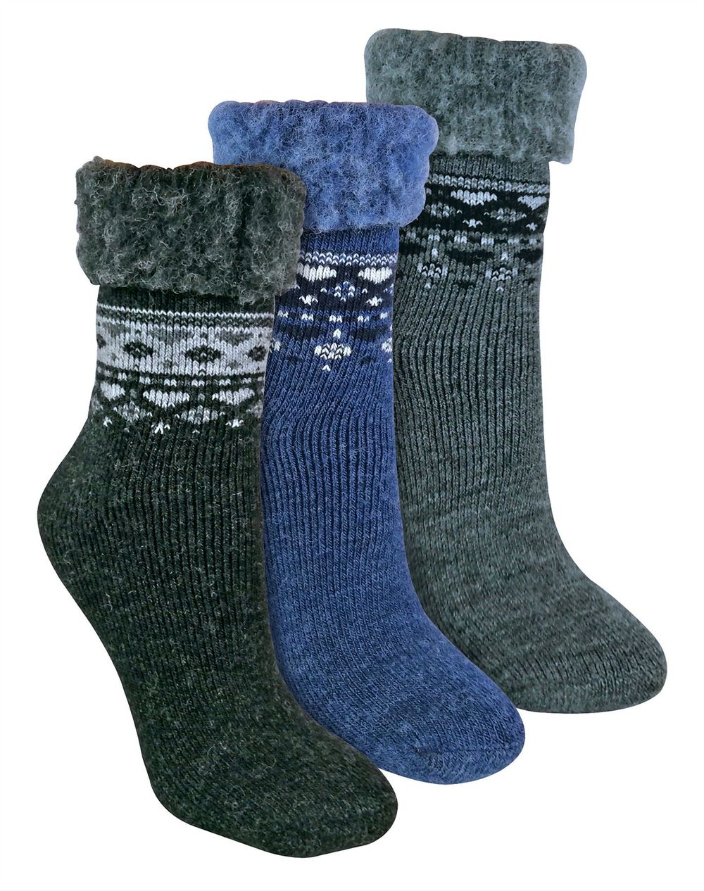 3 Pack Ladies Turnover Top Wool Bed Socks