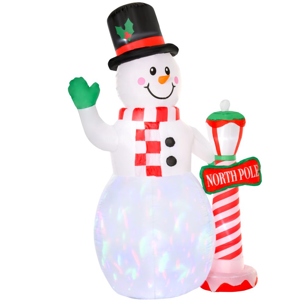 8ft Tall Christmas Inflatable Snowman Street Lamp Lighted Garden Lawn with LED Lights