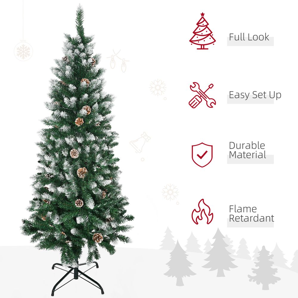 5FT Snow Artificial Christmas Tree with Pine Cones