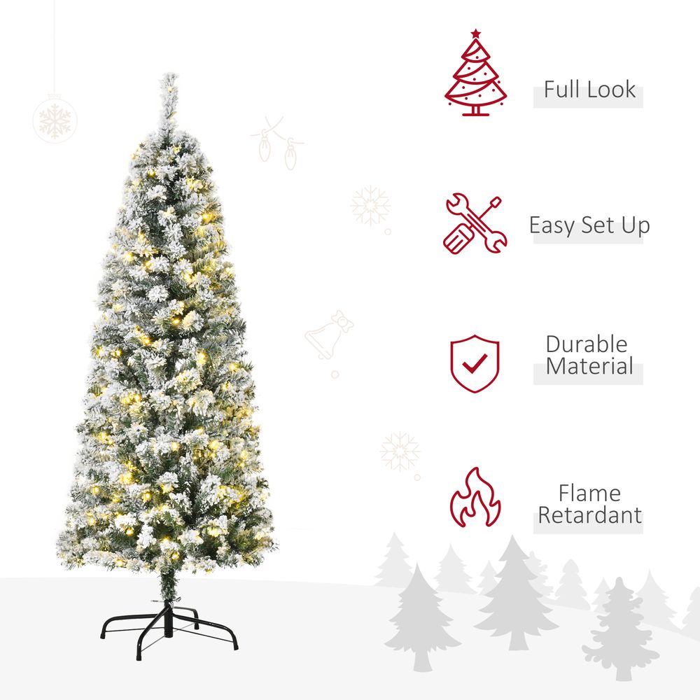 5FT Prelit Artificial Snow Flocked Christmas Tree with Warm LED Lights