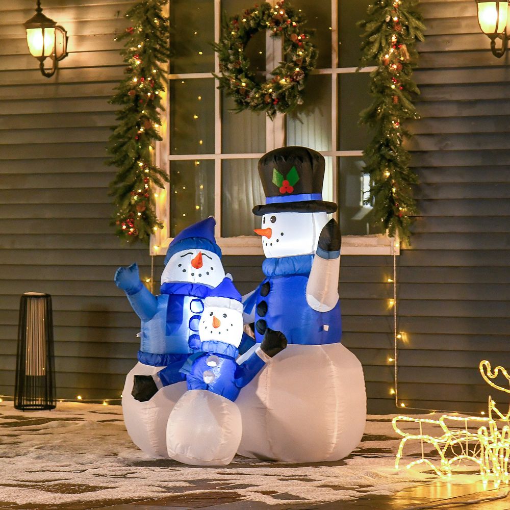 4ft Inflatable Christmas Snowmen Family with LED Lights