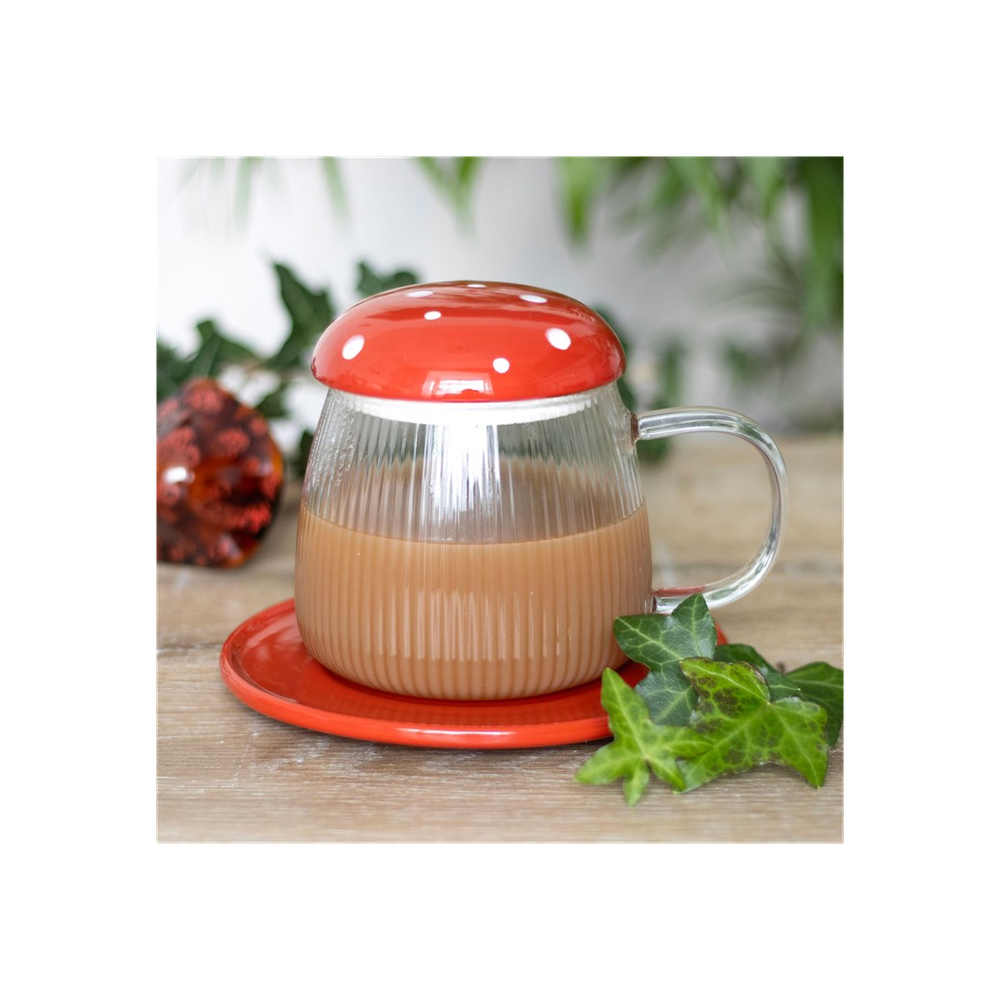 Glass Mushroom Mug and Saucer