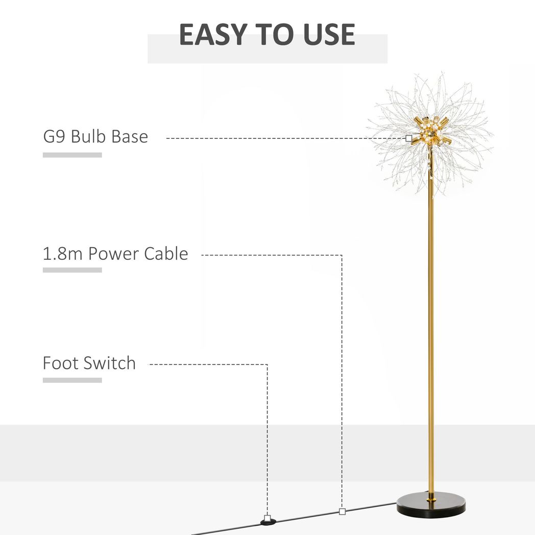 Dandelion-Crystallite Floor Lamp, with Foot Switch