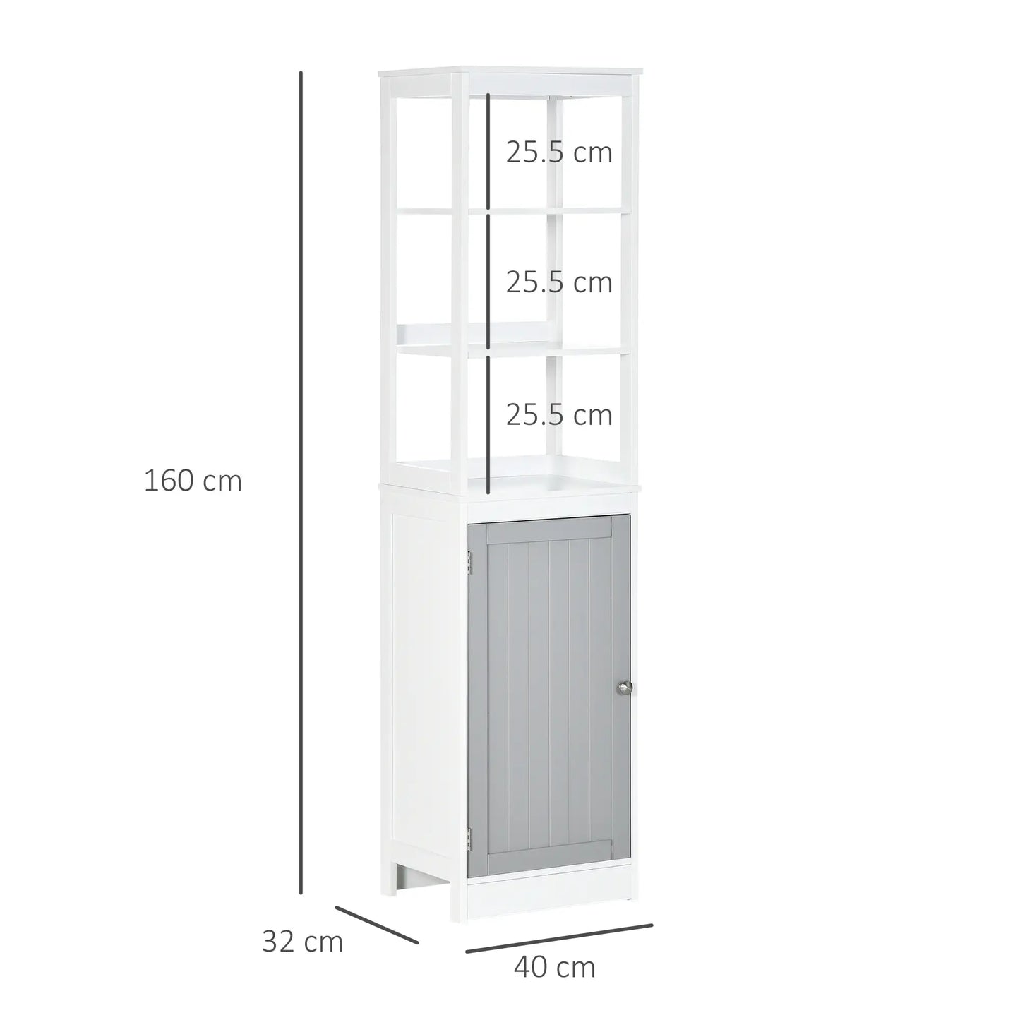 Tallboy Tall Bathroom Cabinet in White Grey