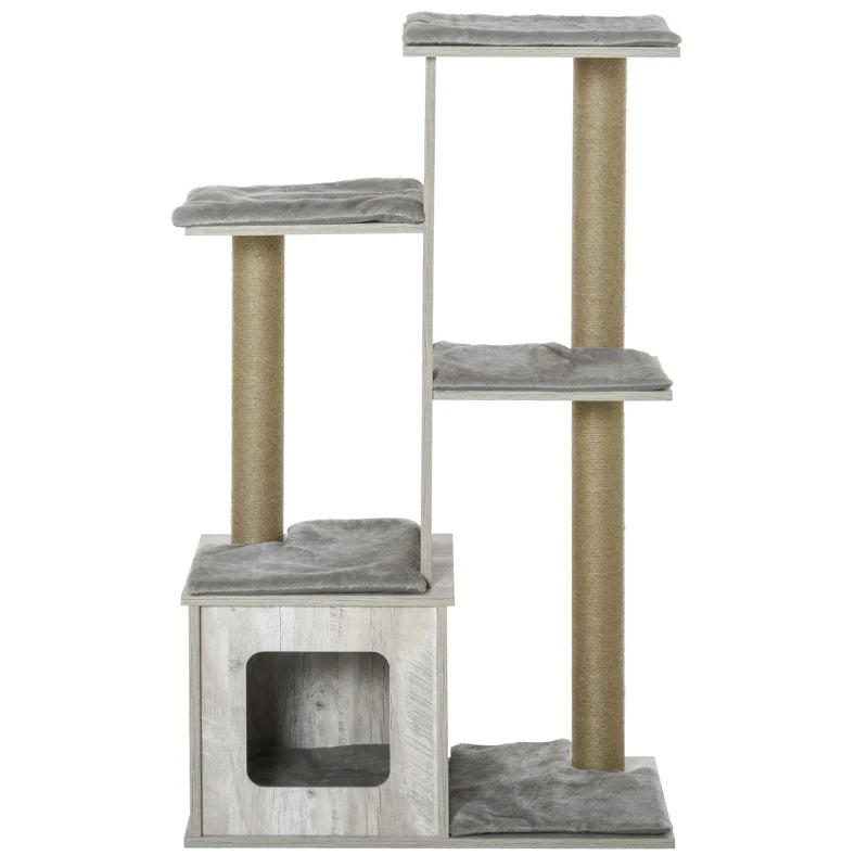 Cat Tree Tower, Activity Centre, with Scratching Posts, Cat House, Perches - Grey