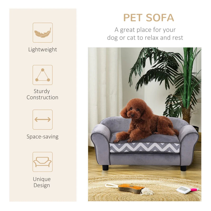 Velvet-Feel Small Dog Pet Bed - Grey