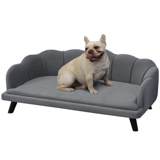 Dog Sofa, Pet Couch Bed for Medium, Large Dogs, with Legs, Cushion - Grey