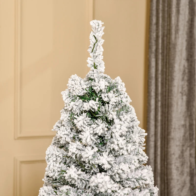 5FT Prelit Artificial Snow Flocked Christmas Tree with Warm LED Lights