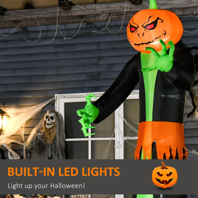 9FT Inflatable Halloween Pumpkin Ghost with Built in LEDs