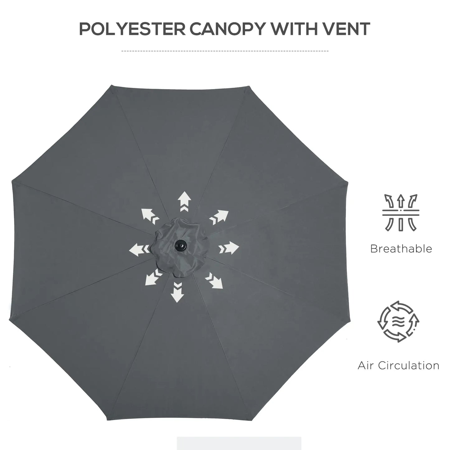 3M Tilting Garden Parasol - Dark Grey