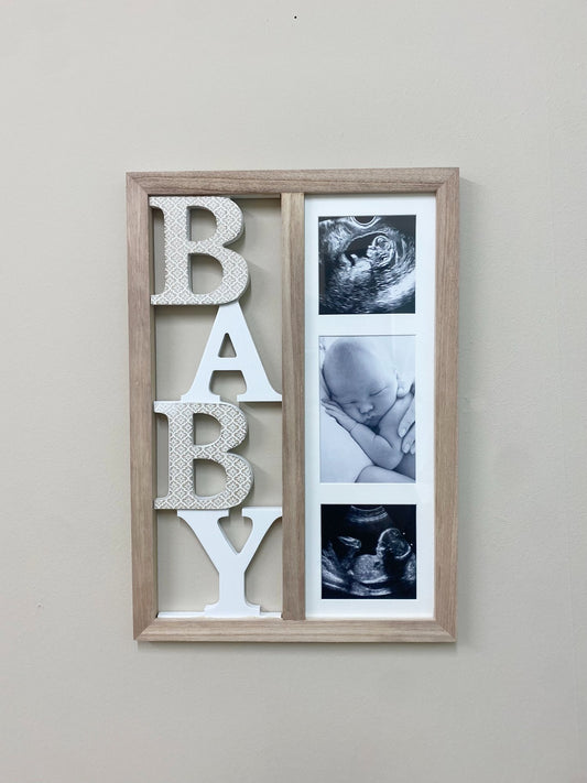 Baby Three Photograph Wooden Frame 43cm