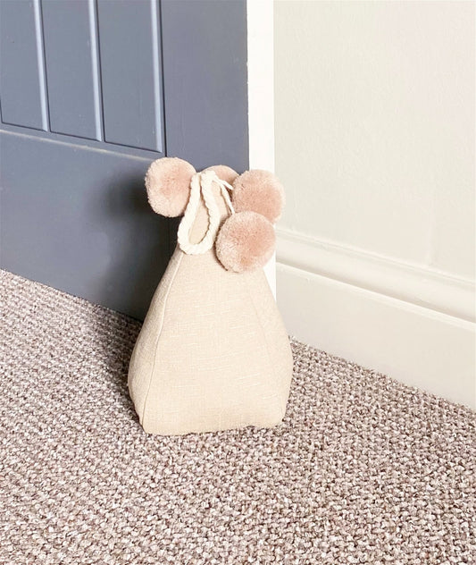 Beige Pompom Doorstop