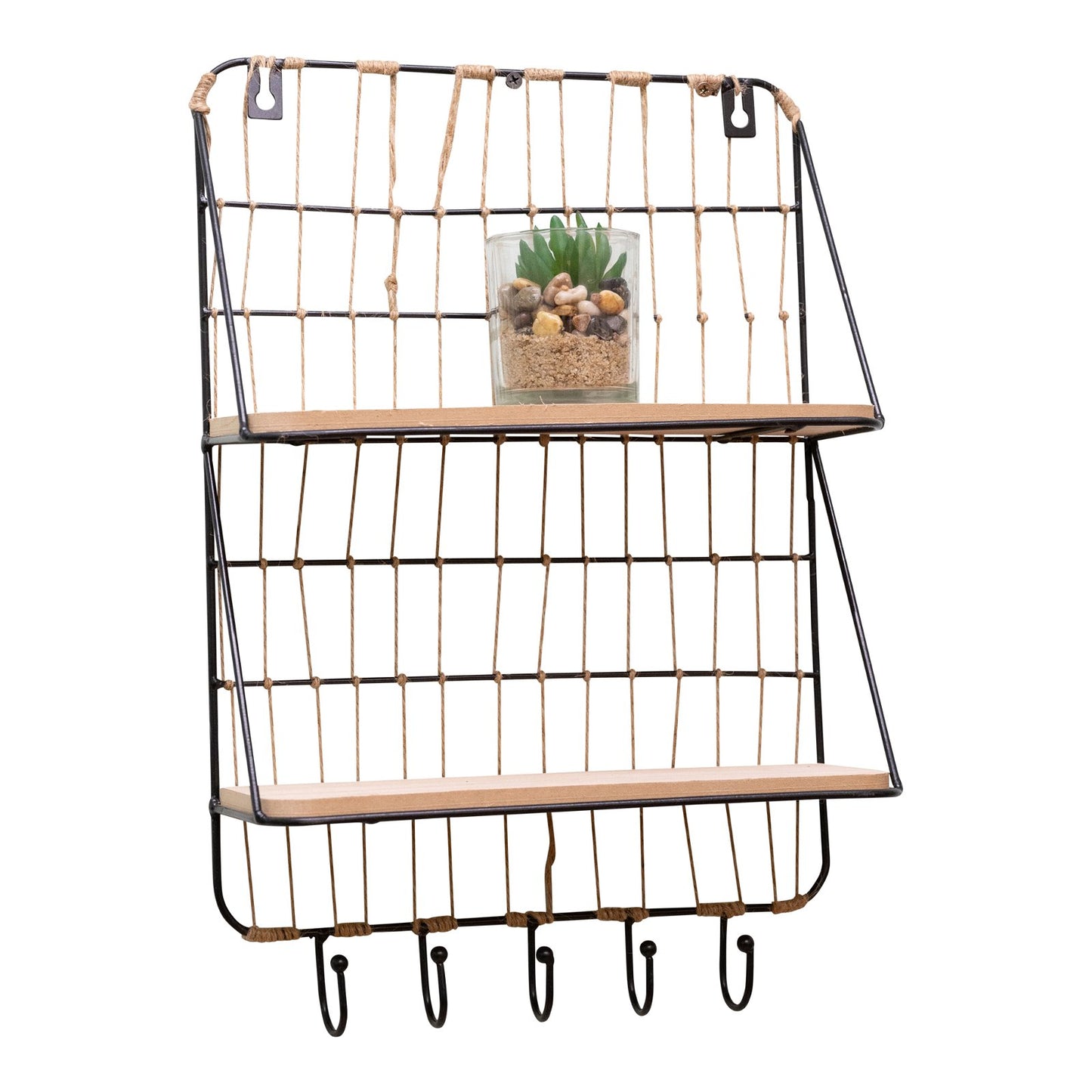 Synergy Wooden Shelf with 4 Hooks