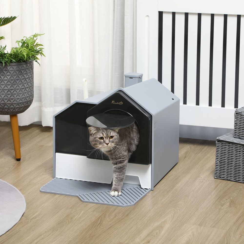 Hooded Cat Litter Tray with Scoop Drawer Pan