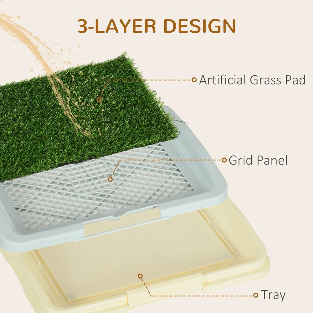 Dog Toilet Indoor with Artificial Grass, Grid Panel and Tray - 46.5 x 34cm