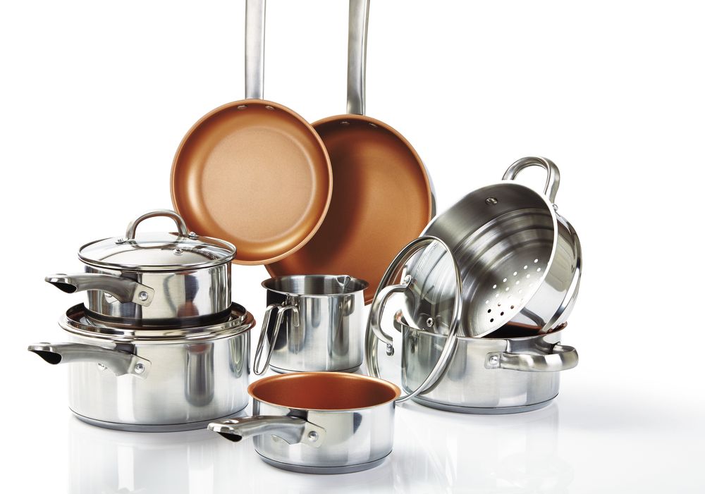 11 pieces Cookware Set Stainless Steel Copper Non-Stick Healthy Cooking