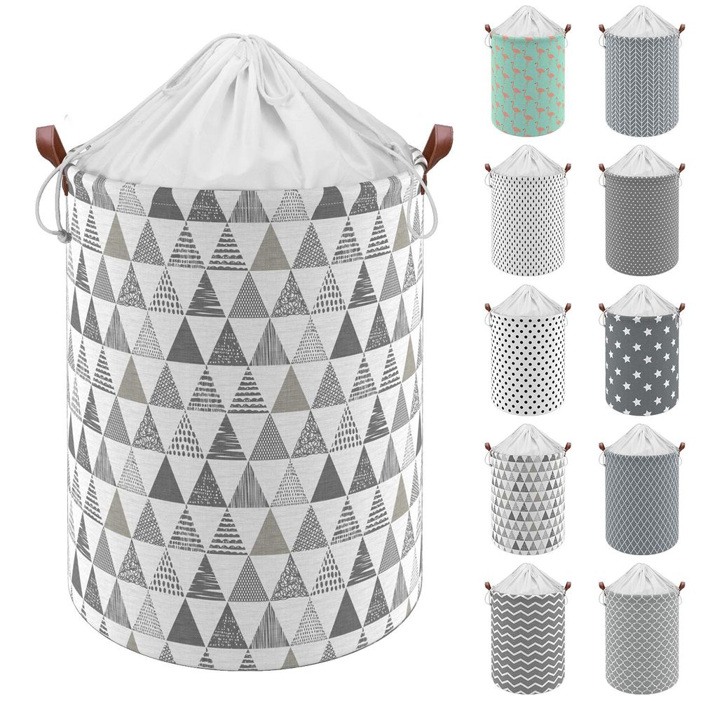 Freestanding Laundry Basket with Drawstring Lid