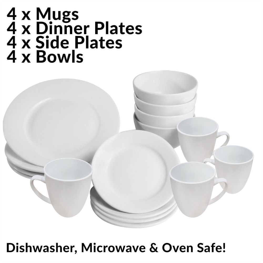 16 Piece White Porcelain Dinner Set