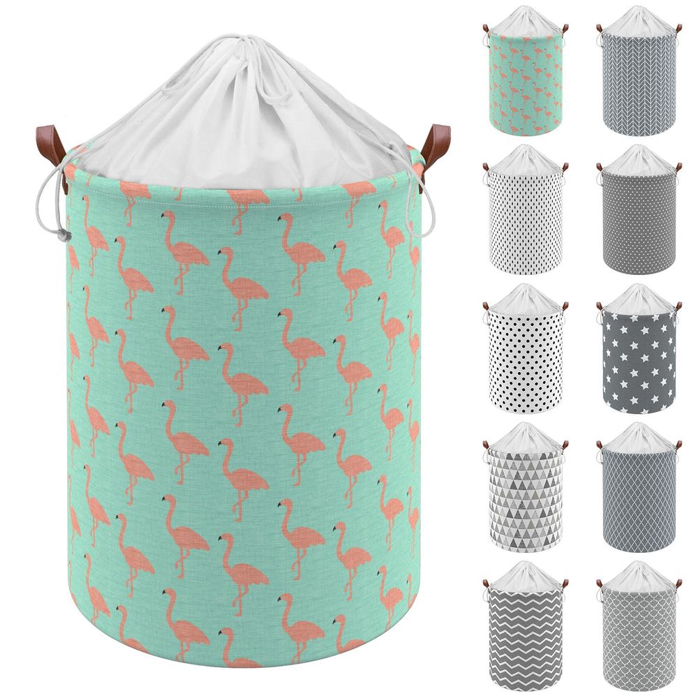 Freestanding Laundry Basket with Drawstring Lid