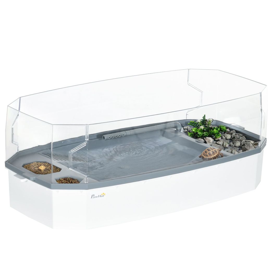 Turtle Tank for Turtles, Terrapin, Small Reptiles - White