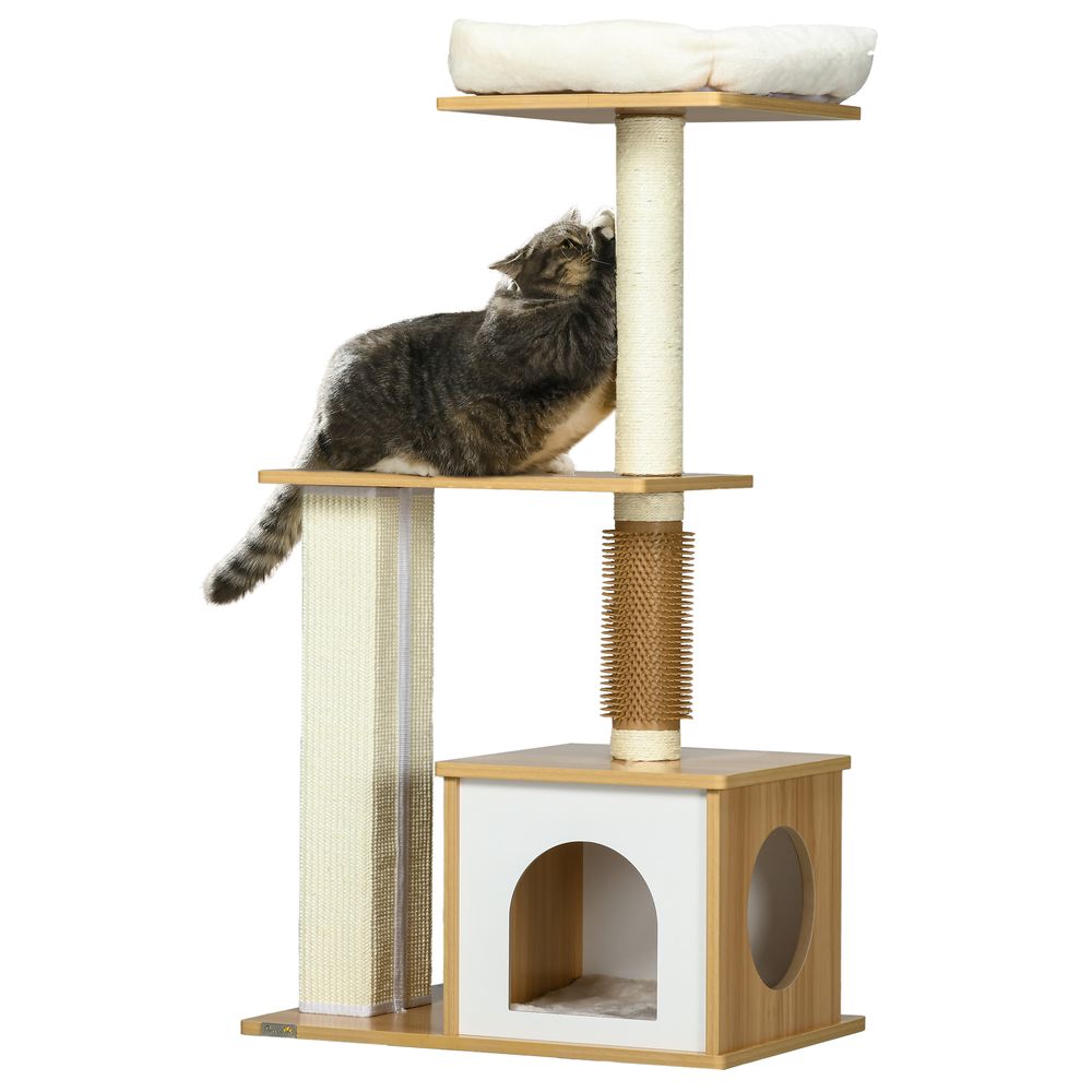 114cm Cat Tree for Indoor Cats with Scratching Posts, Cat House, Cat Bed