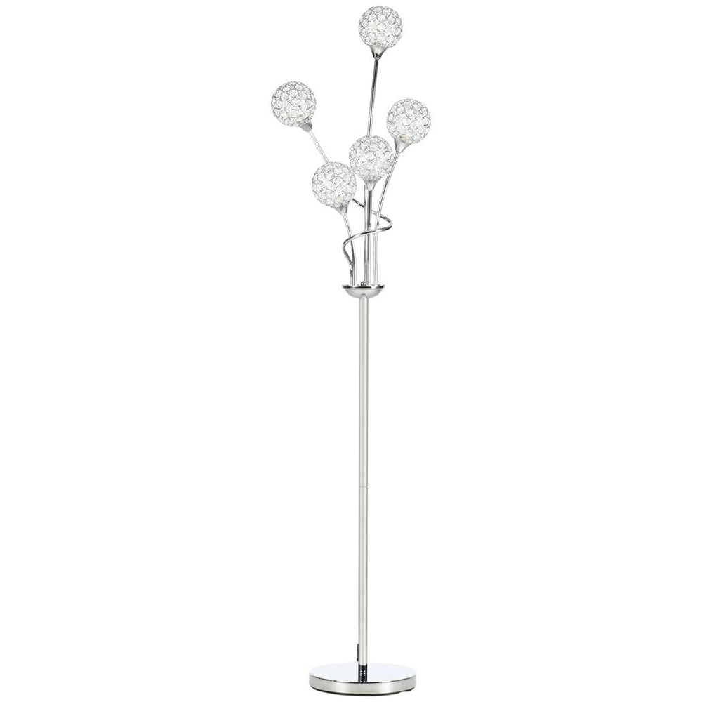 Crystal Floor Lamp -5 Lights - Silver