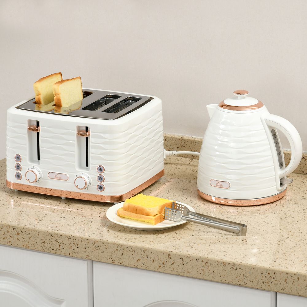 Kettle and Toaster Set 1.7L Rapid Boil Kettle & 4 Slice Toaster White