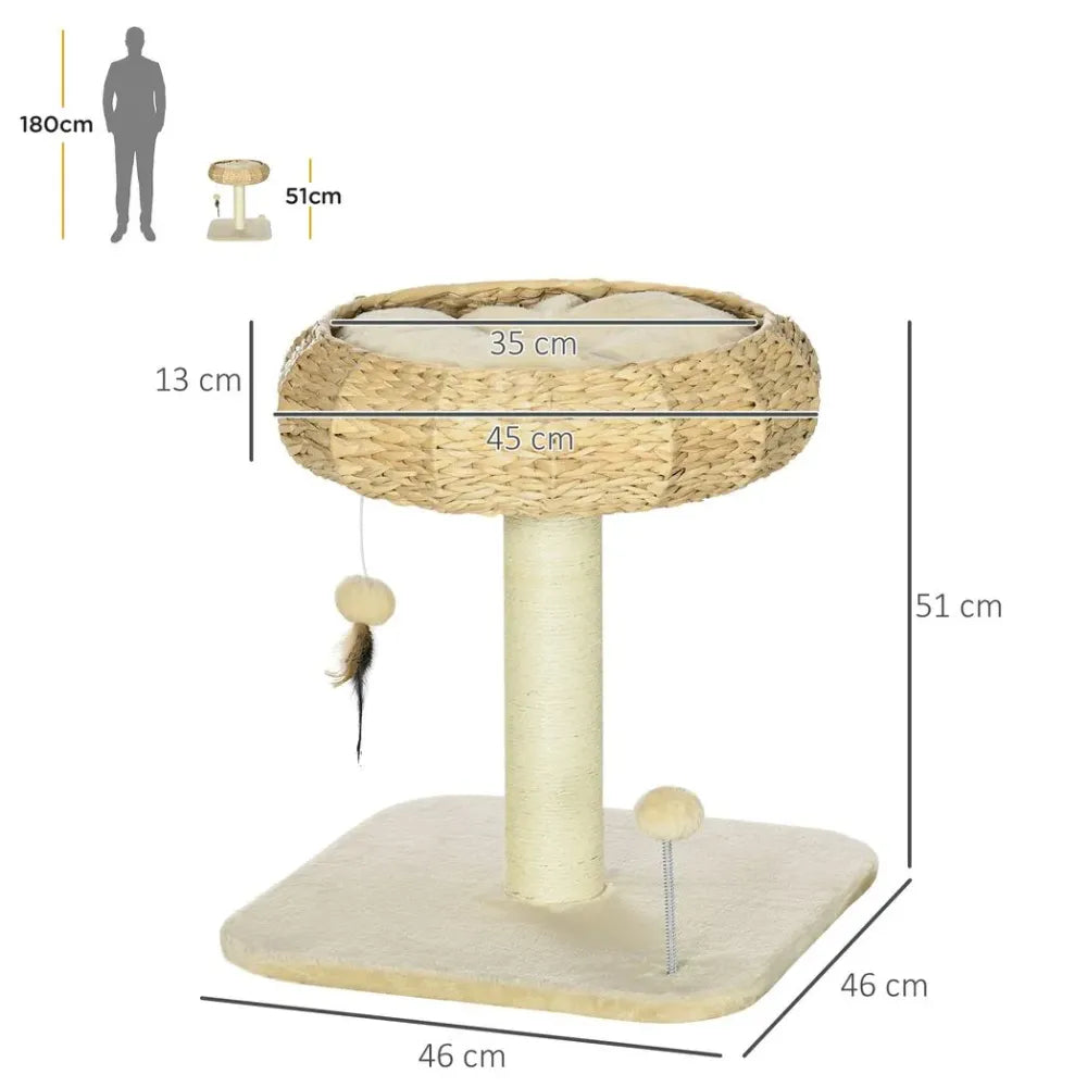 51cm Cat Tree Kitty Activity Centre with Top Bed, Toy Ball and Sisal Scratching Post