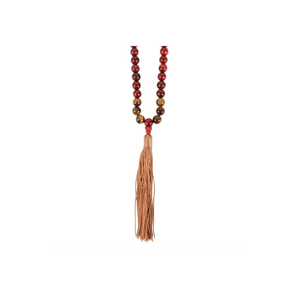 Self Expression Rosewood & Tiger's Eye Mallah Necklace