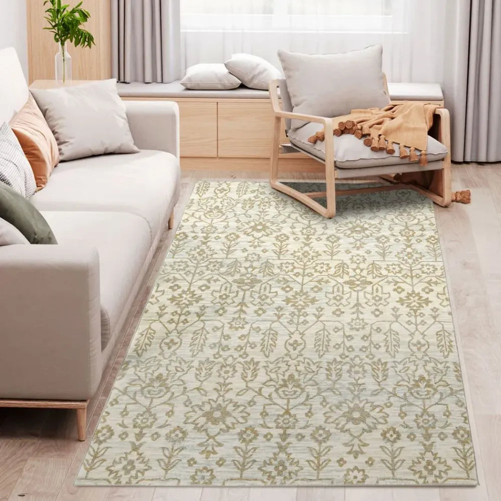 Beige Floral Pattern Decorative Rug for Living Room, Bedroom, 230x160cm