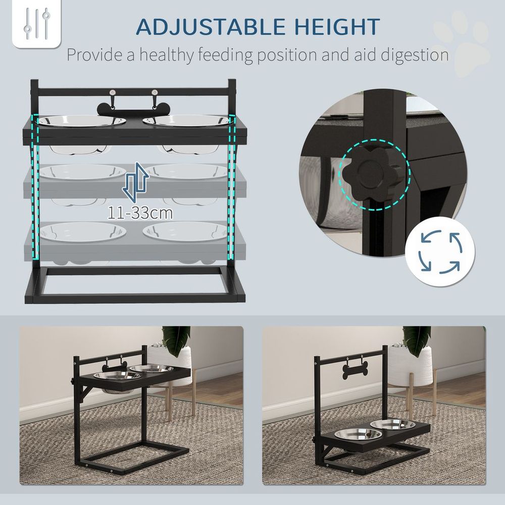 Raised Dog Bowl with Adjustable Height Stand for Small Medium Large Dogs