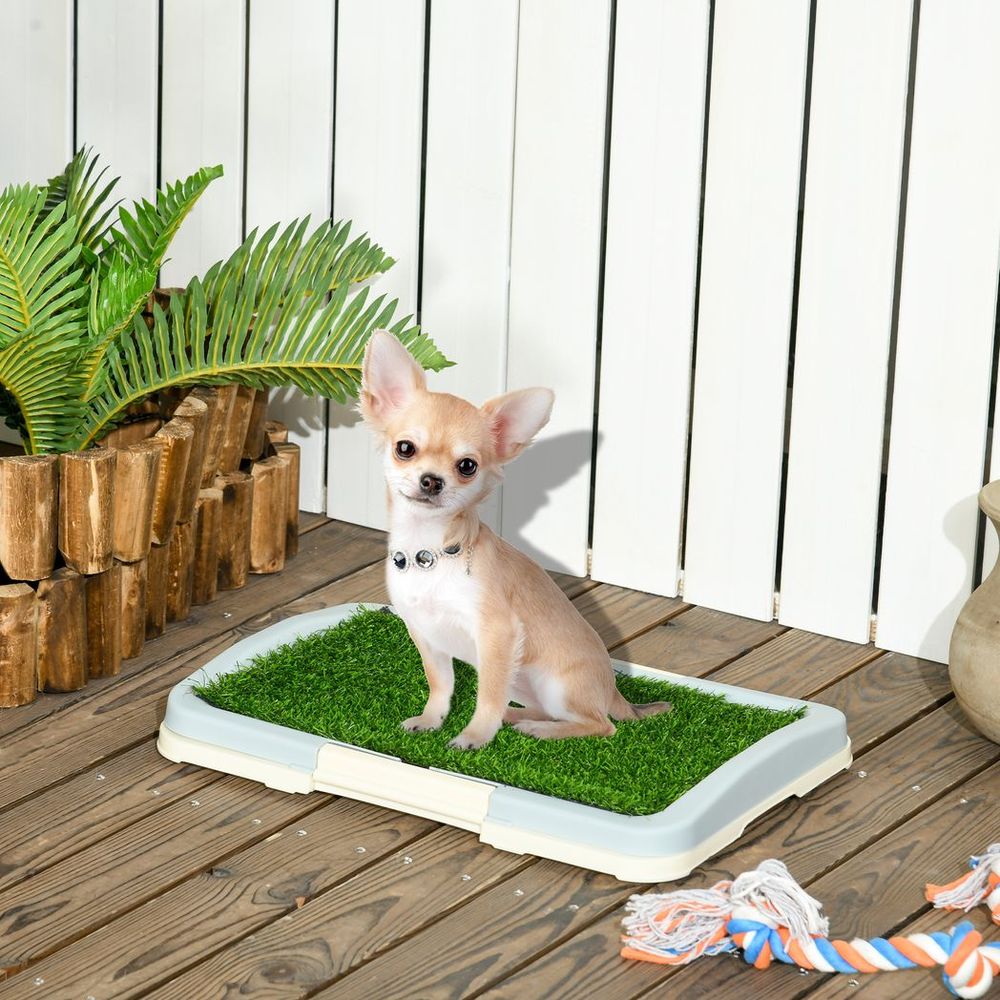 Dog Toilet Indoor with Artificial Grass, Grid Panel and Tray - 46.5 x 34cm