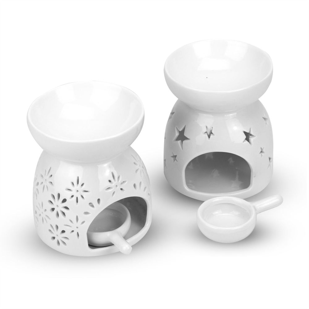 Ceramic Oil Burners - Set of 2 Star & Flower