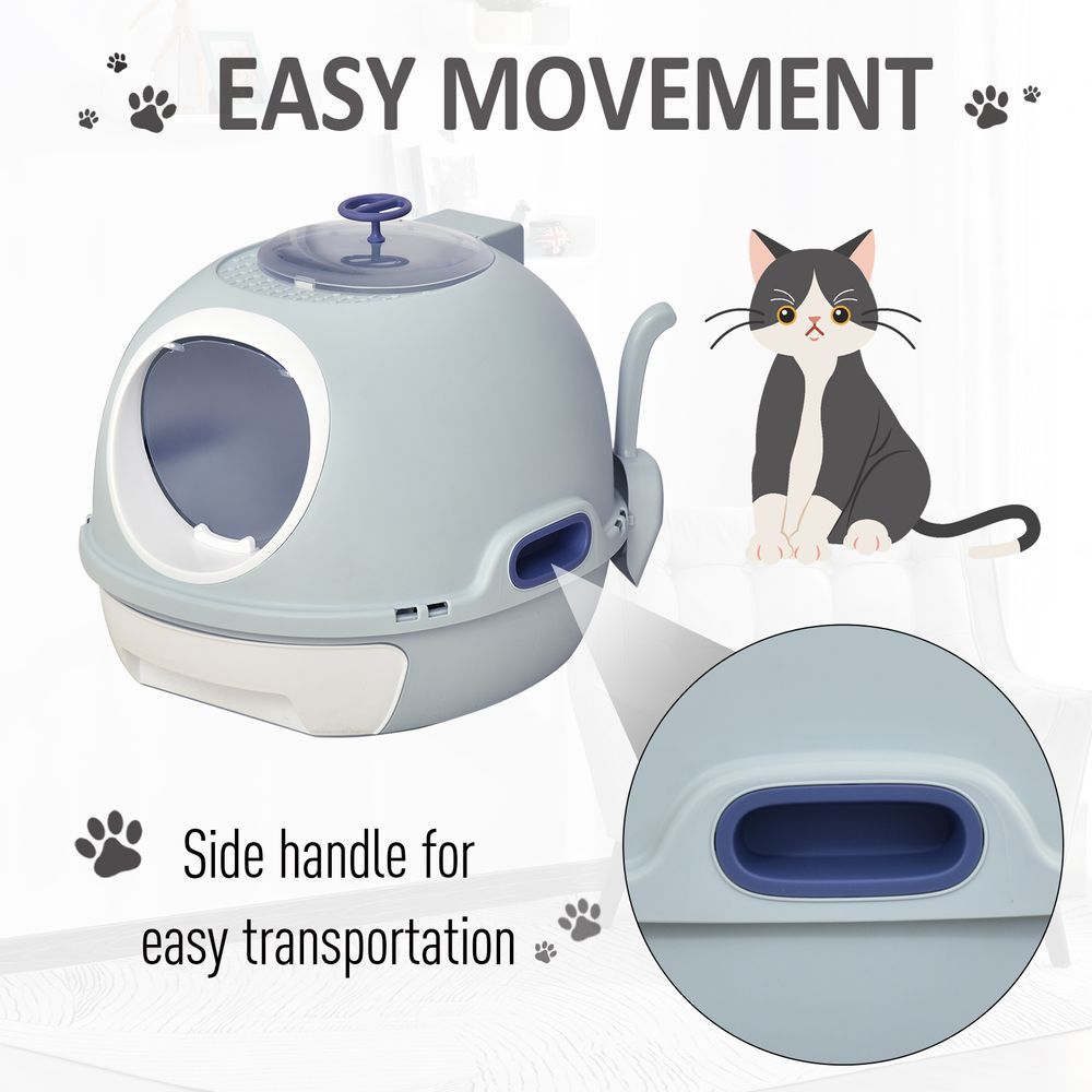 Cat Litter Box Pet Toilet With Scoop Enclosed Drawer Skylight Easy To Clean