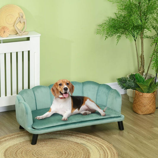 Dog Sofa, Pet Couch Bed for Medium, Large Dogs with Legs, Cushion - Green