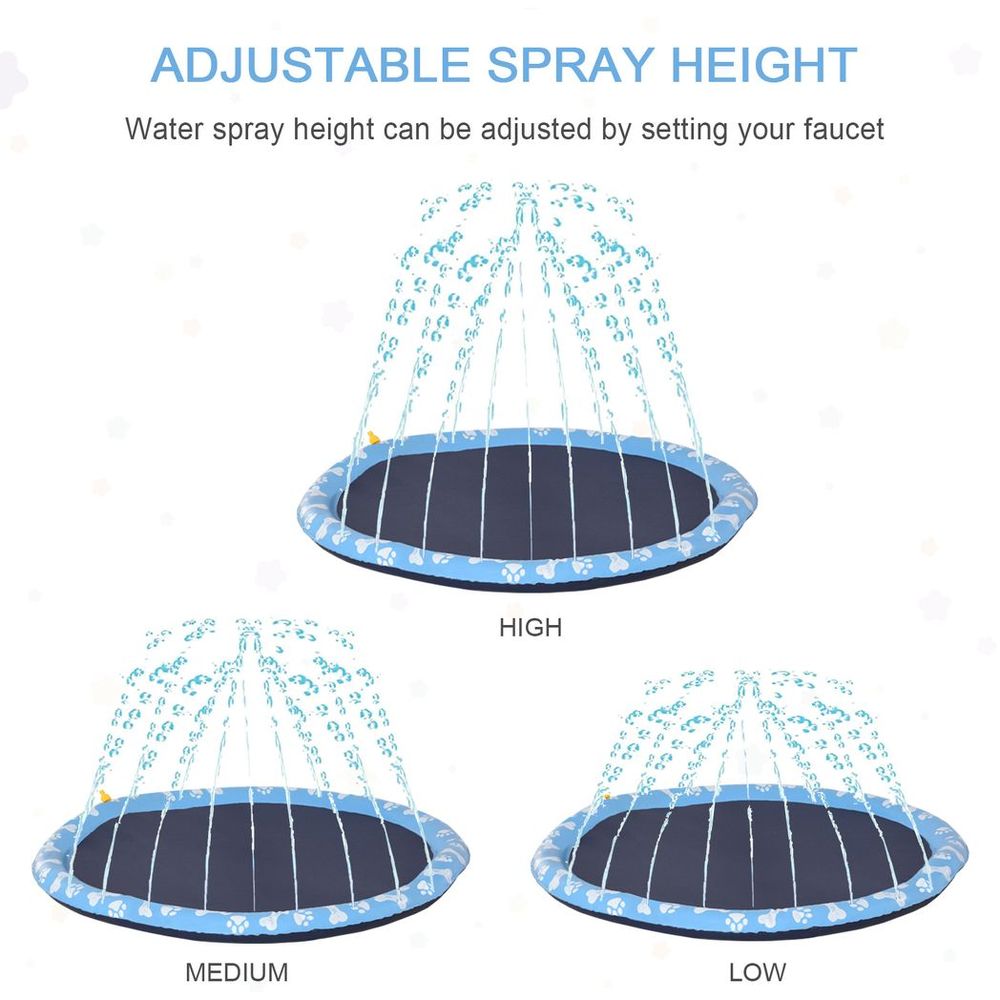 170cm Splash Pad Sprinkler for Pets- Dog Bath Pool Non-slip Outdoor Blue