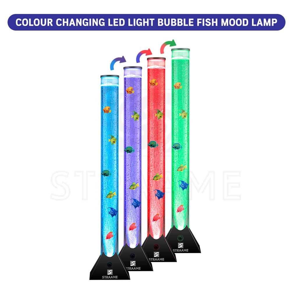 Colour Changing LED Sensory Bubble Tube Lamp Black Fish Water