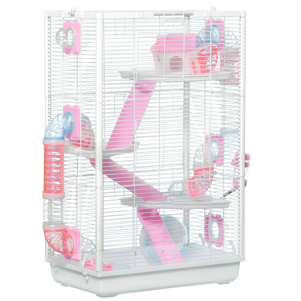 Hamster Cage with Tubes, Gerbilarium Cage with Detachable Bottom and Ramps