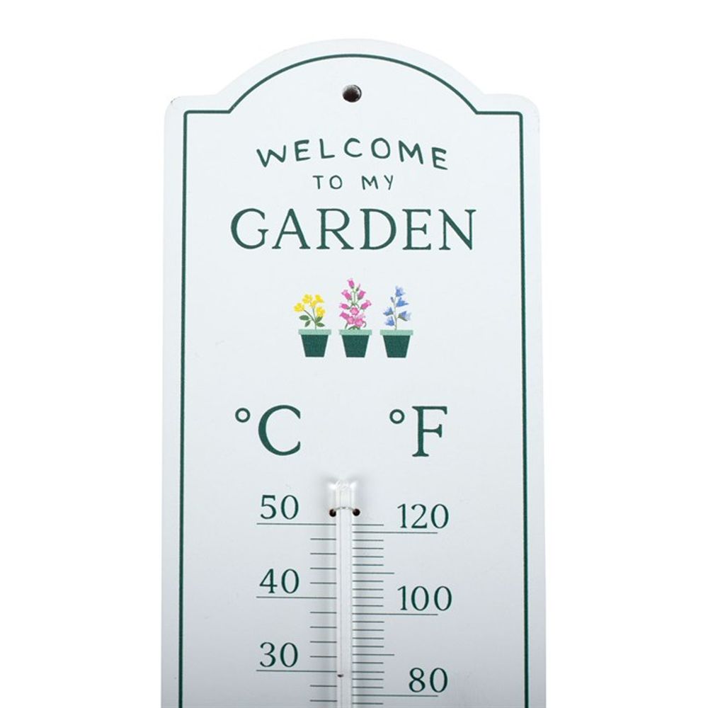 Welcome to My Garden Metal Wall Thermometer