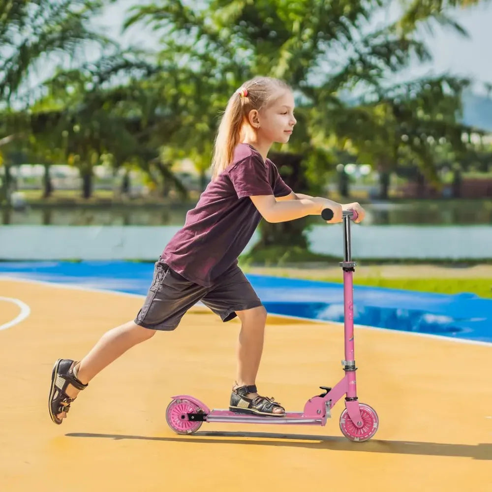 Scooter for Kids Ages 3-7 With Lights and Music. Adjustable Height, Folding Frame - Pink