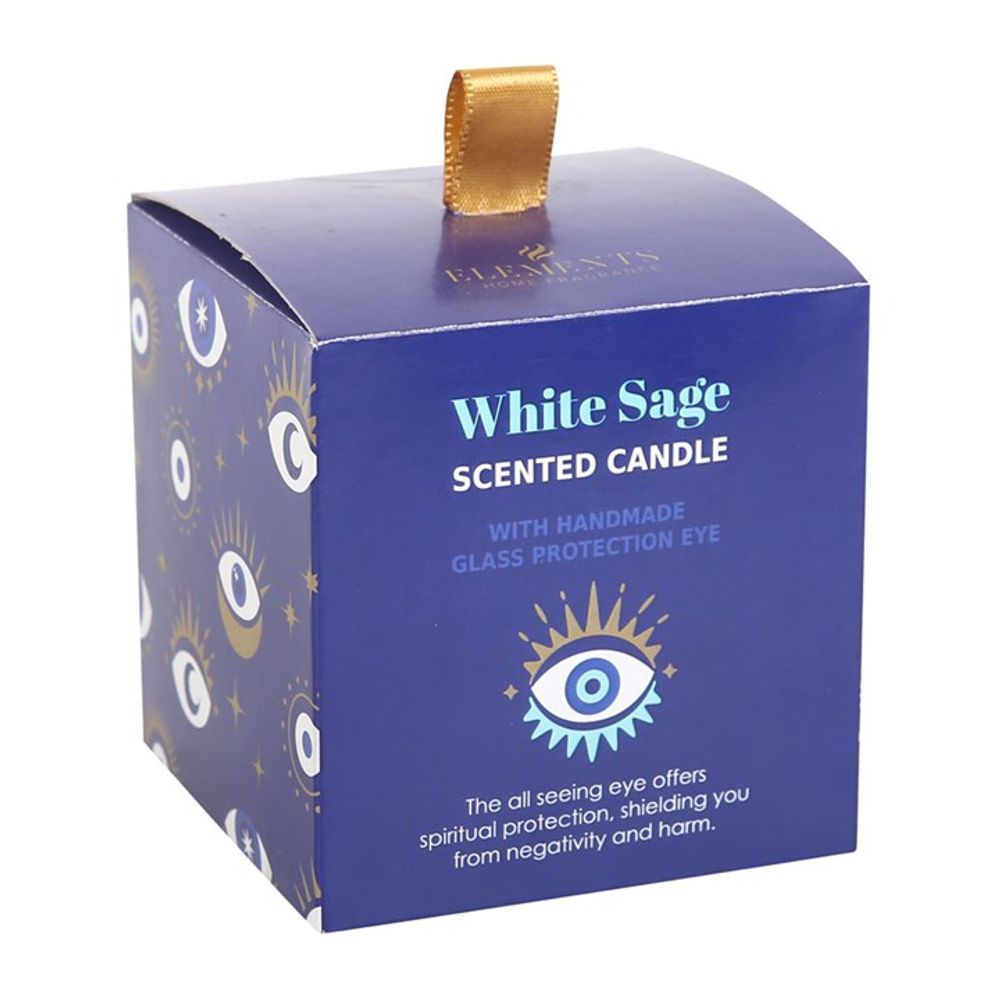 All Seeing Eye White Sage Crystal Chip Protection Candle