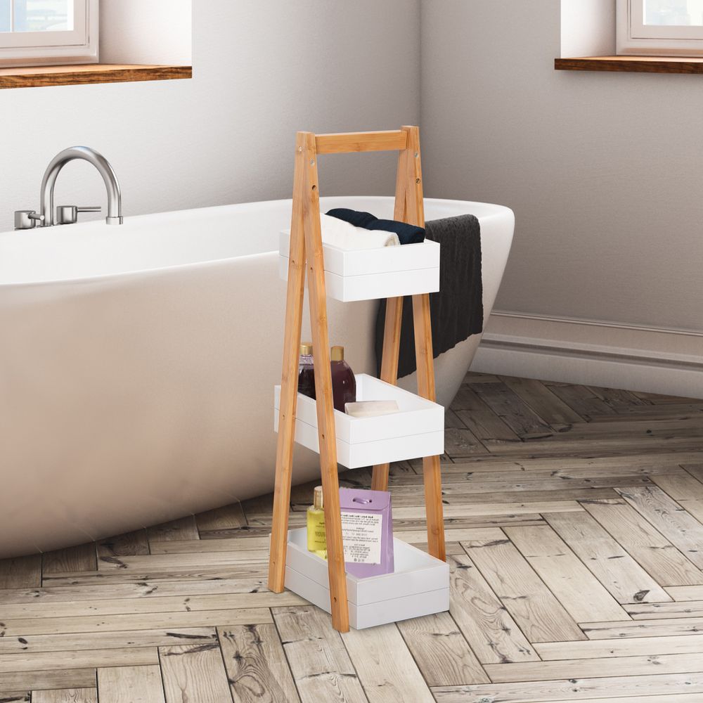 Bathroom A-Shape Rack, 3-Tier-Bamboo