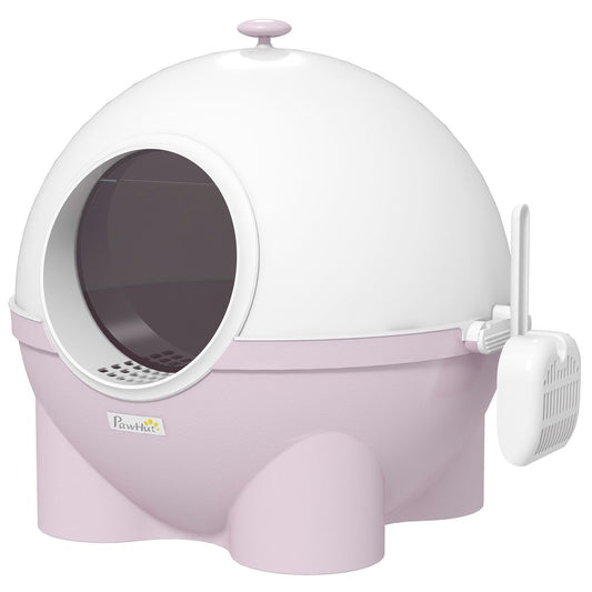 Large Cat Litter Box with Scoop - Pink