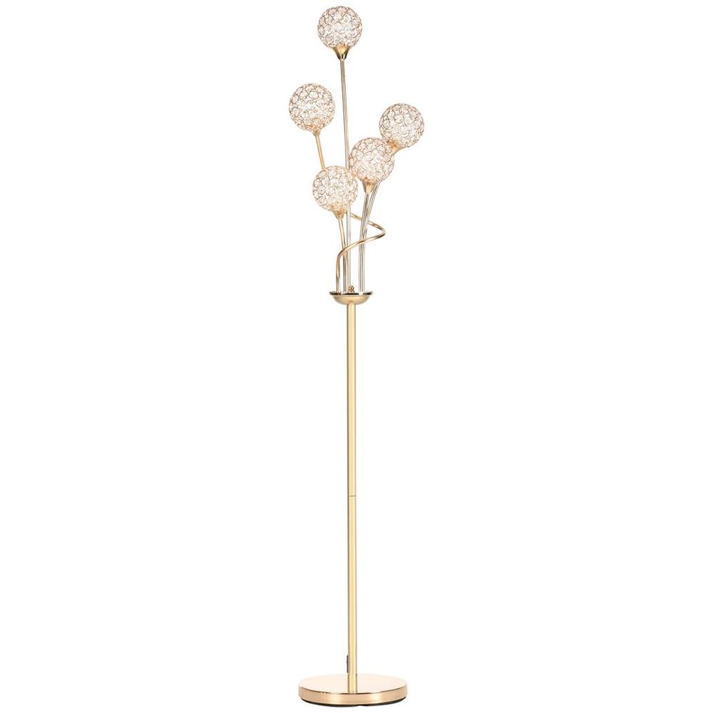 K9 Crystal Floor Lamp for Living Room, 5 Light Upright Standing Lamp, Gold