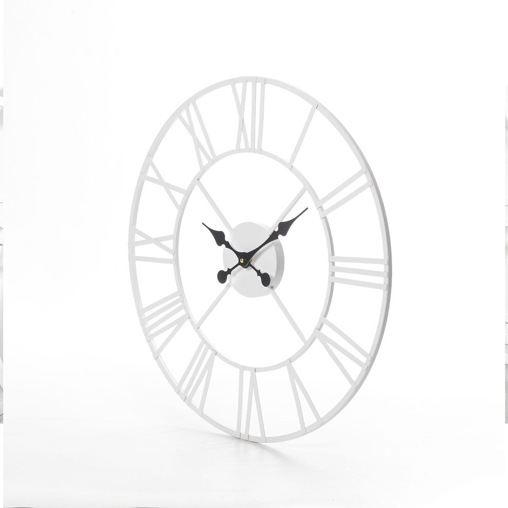 60cm Roman Metal Clock - White